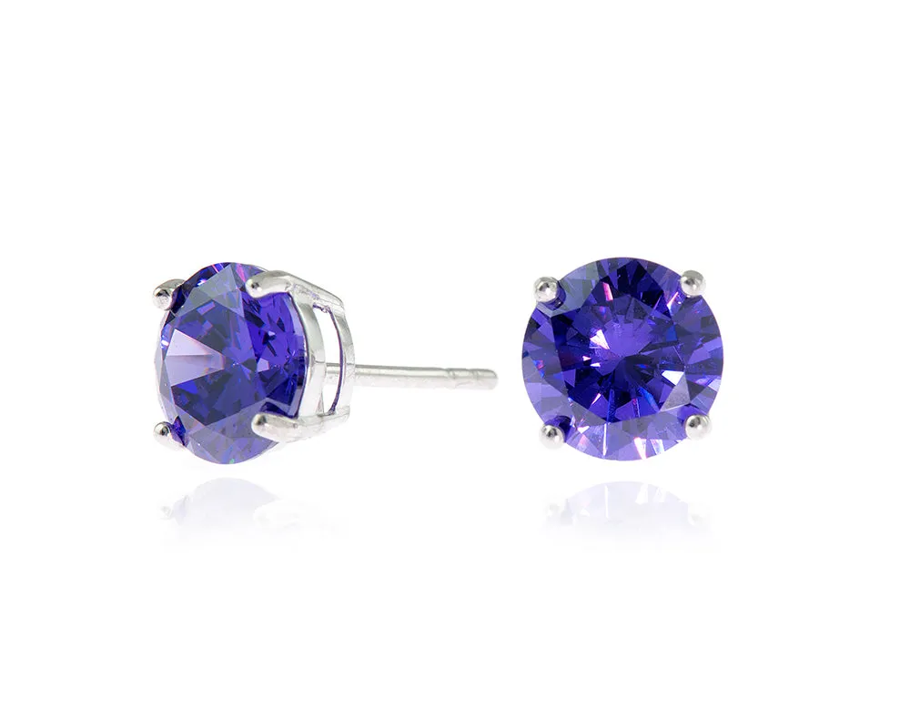 Lana 8mm Silver Violet Earrings by Cachet London sold by Goddiva