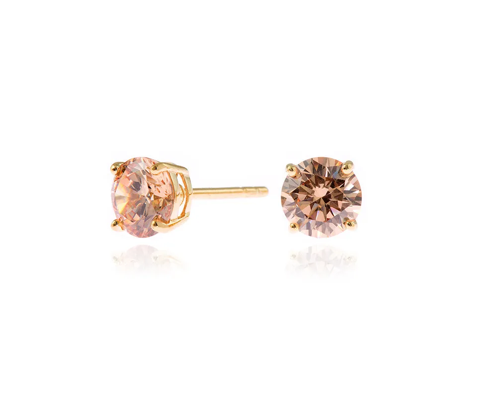 Lana 6mm Champagne Earrings by Cachet London sold by Goddiva