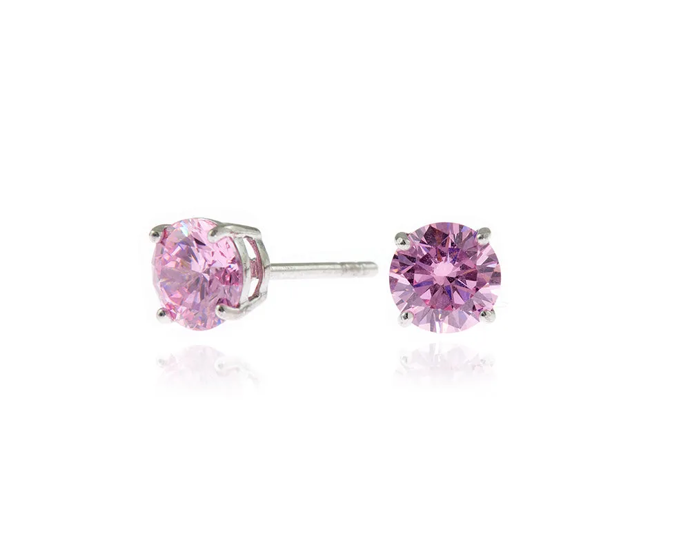 Lana 6mm Silver Pink Earrings by Cachet London sold by Goddiva