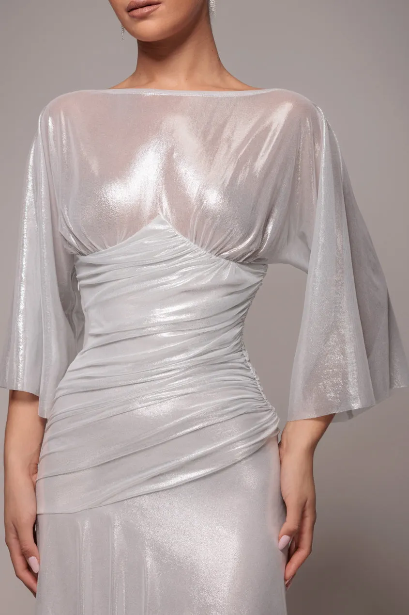 Gravity Defying Naked Maxi Dress - Silver by Goddiva sold by Goddiva product image thumbnail 5