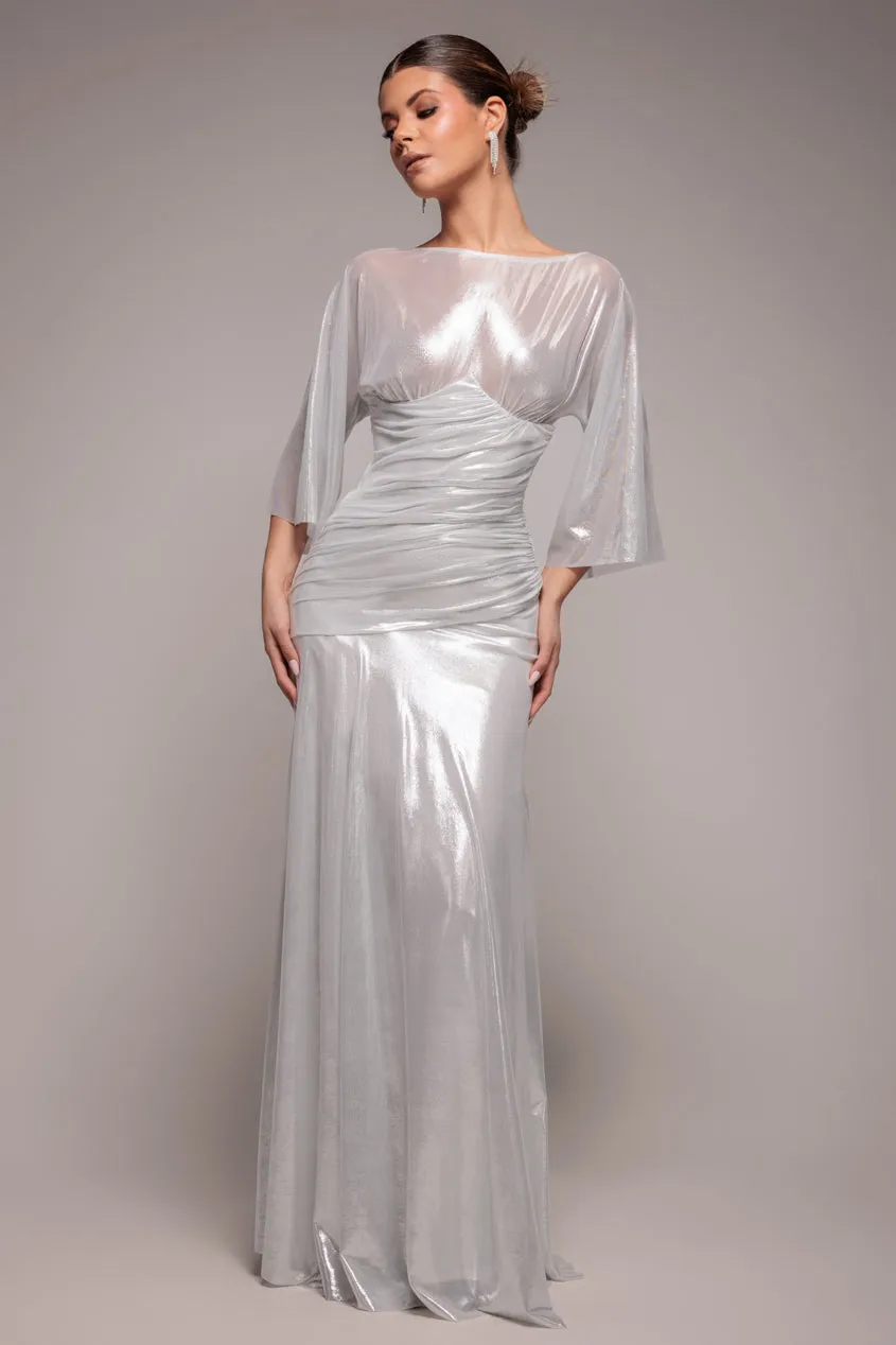 Gravity Defying Naked Maxi Dress - Silver by Goddiva sold by Goddiva