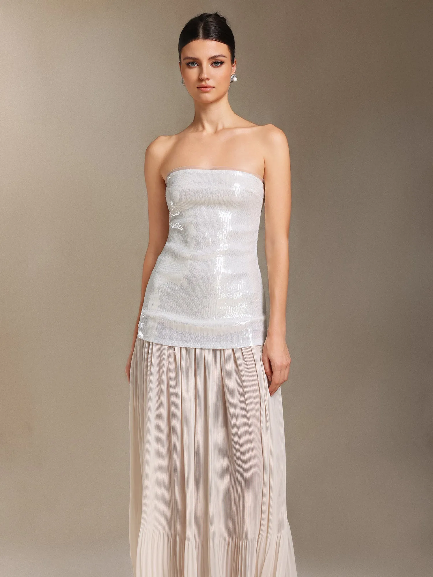 Vafa Chest Smearing Sequins Chiffon Maxi Formal Dress by Skye&Iris sold by Goddiva product image thumbnail 4