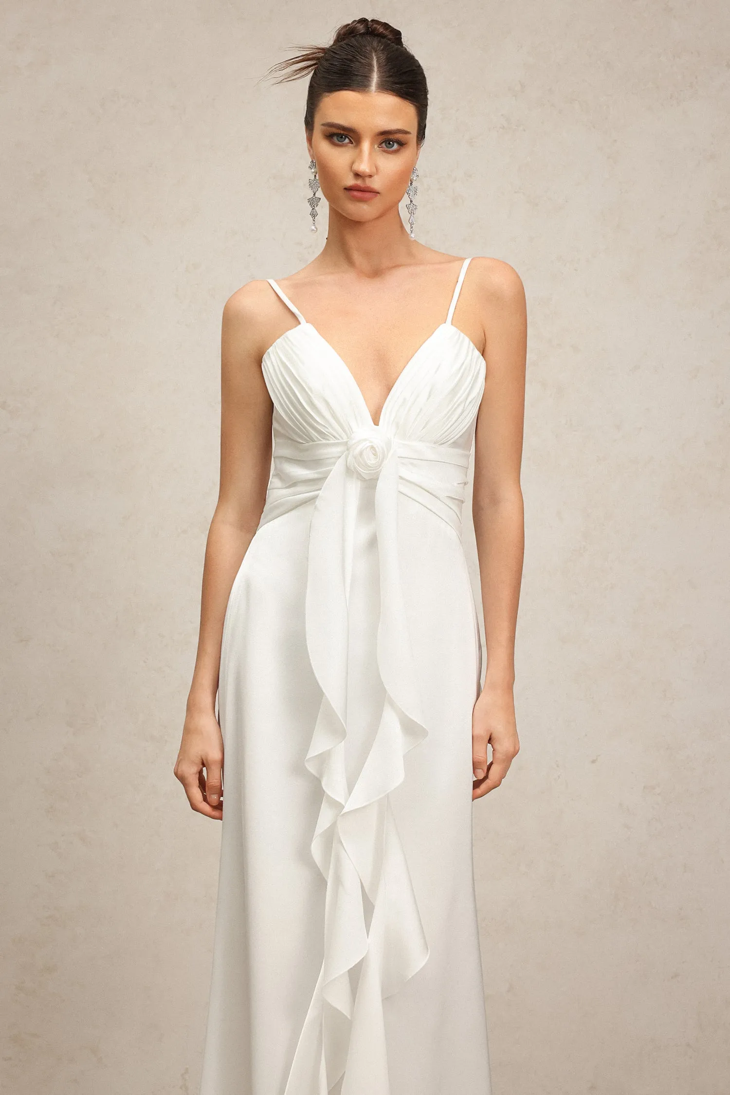 Yvonne Sleeveless V-Neck Flowers Flounce Maxi Dress by Skye&Iris sold by Goddiva product image thumbnail 3