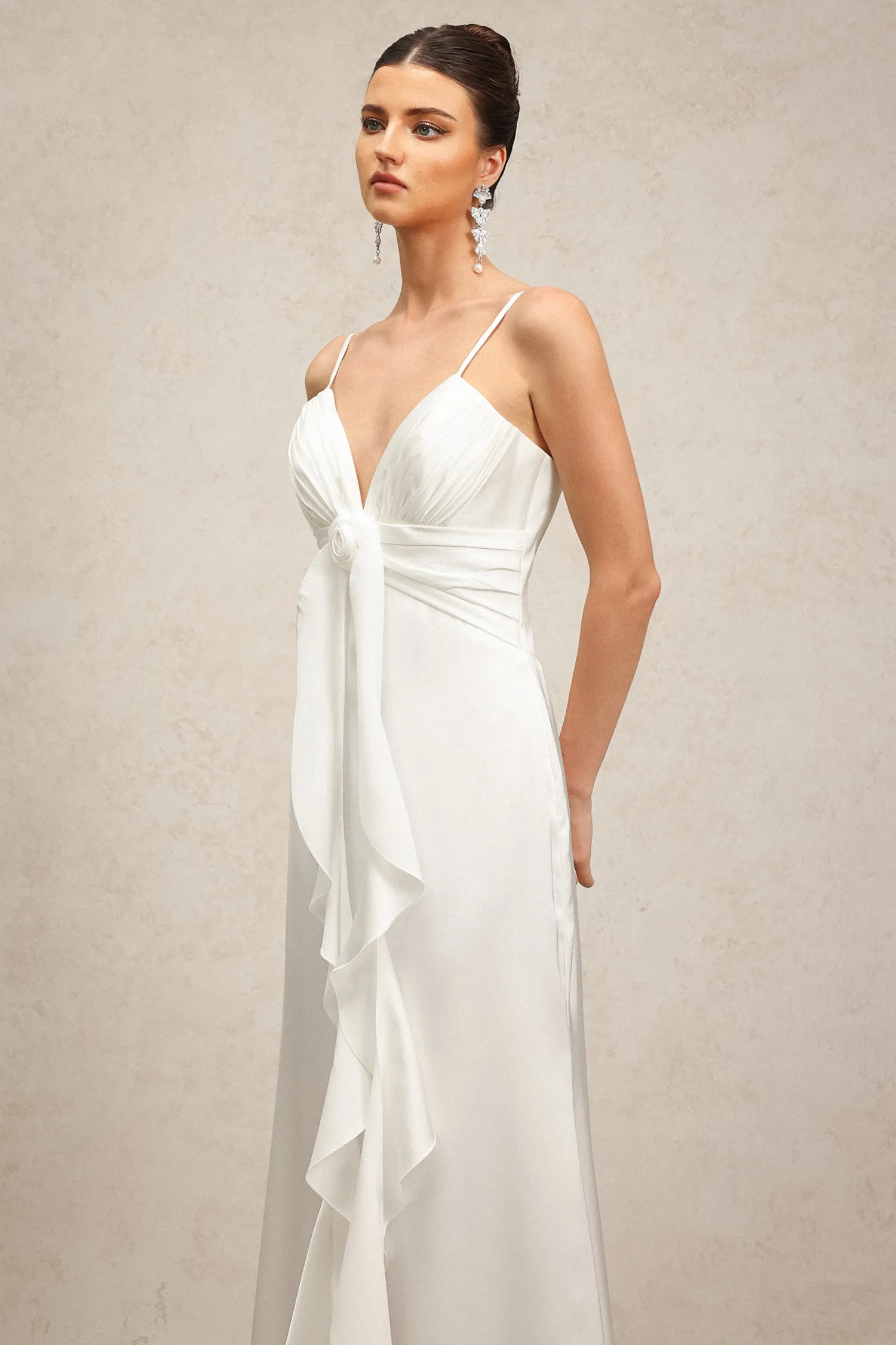 Yvonne Sleeveless V-Neck Flowers Flounce Maxi Dress by Skye&Iris sold by Goddiva product image thumbnail 4