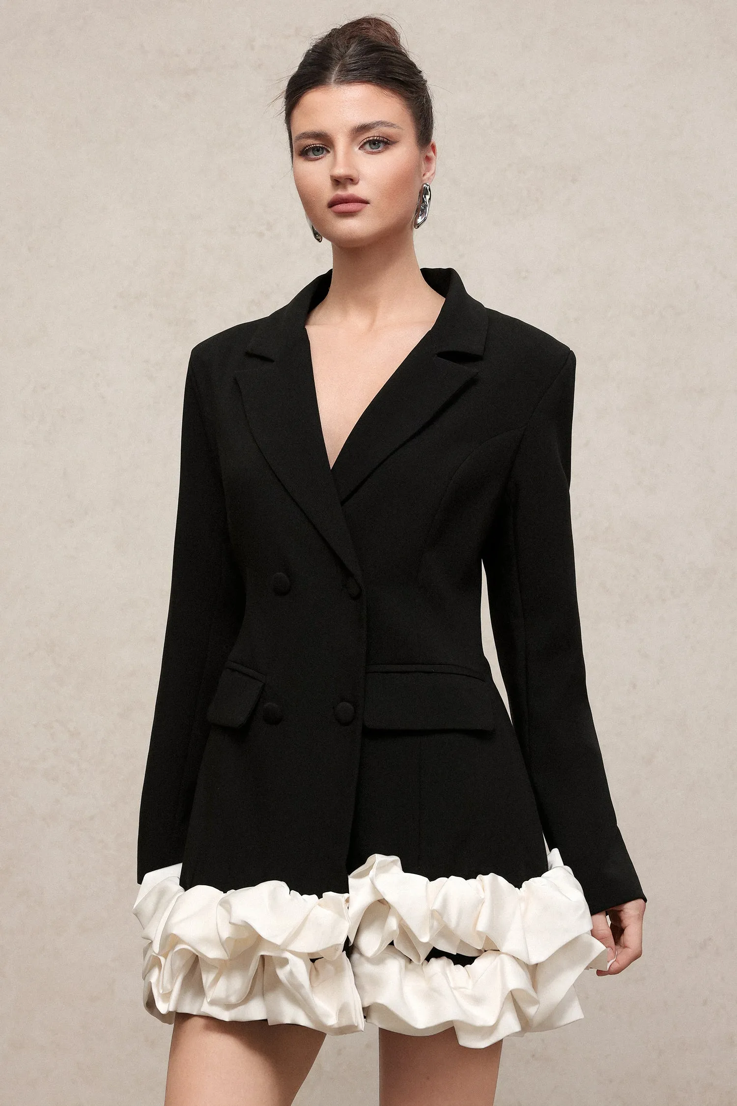 Leonie Elegant Tailored Long Sleeve Woven Mini Dress by Skye&Iris sold by Goddiva product image thumbnail 4