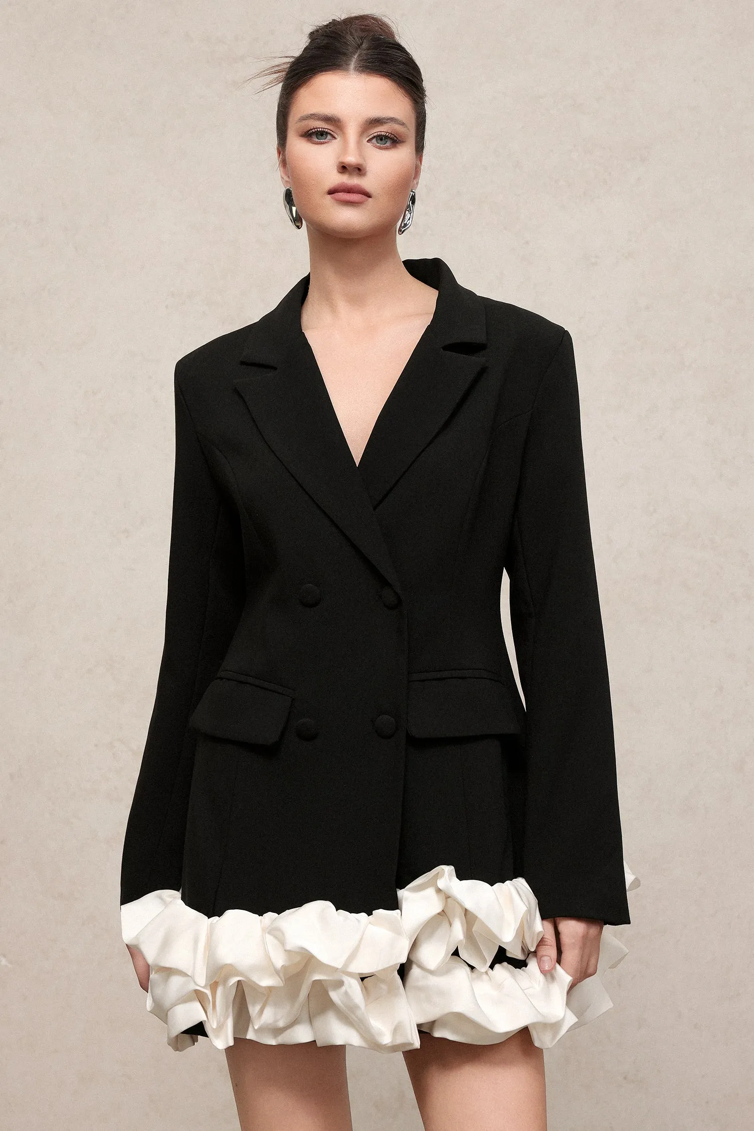 Leonie Elegant Tailored Long Sleeve Woven Mini Dress by Skye&Iris sold by Goddiva product image thumbnail 3