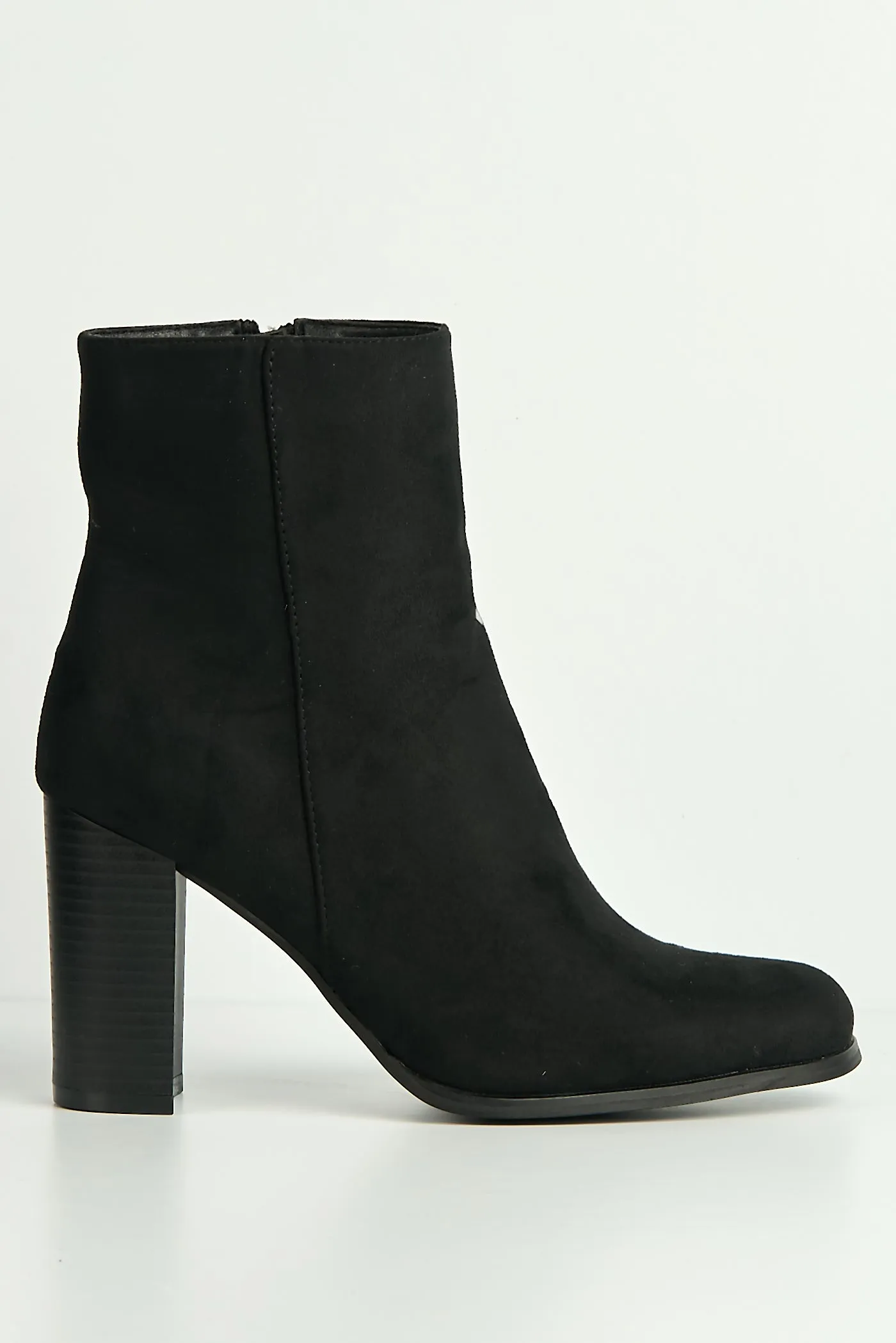 Alathea Round Toe Block Heel Ankle Boots In Black by Miss Diva sold by Goddiva product image thumbnail 4