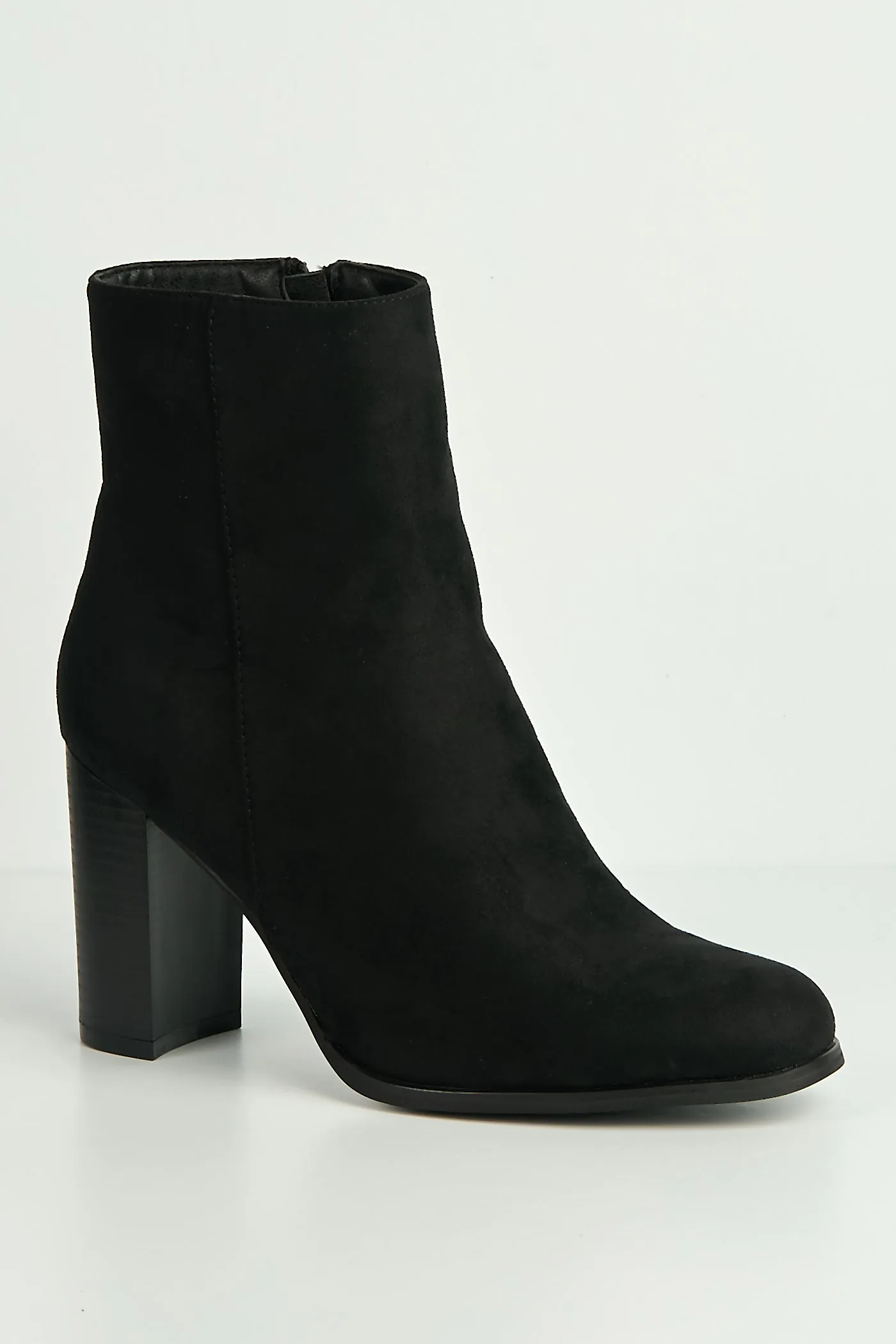 Alathea Round Toe Block Heel Ankle Boots In Black by Miss Diva sold by Goddiva product image thumbnail 5
