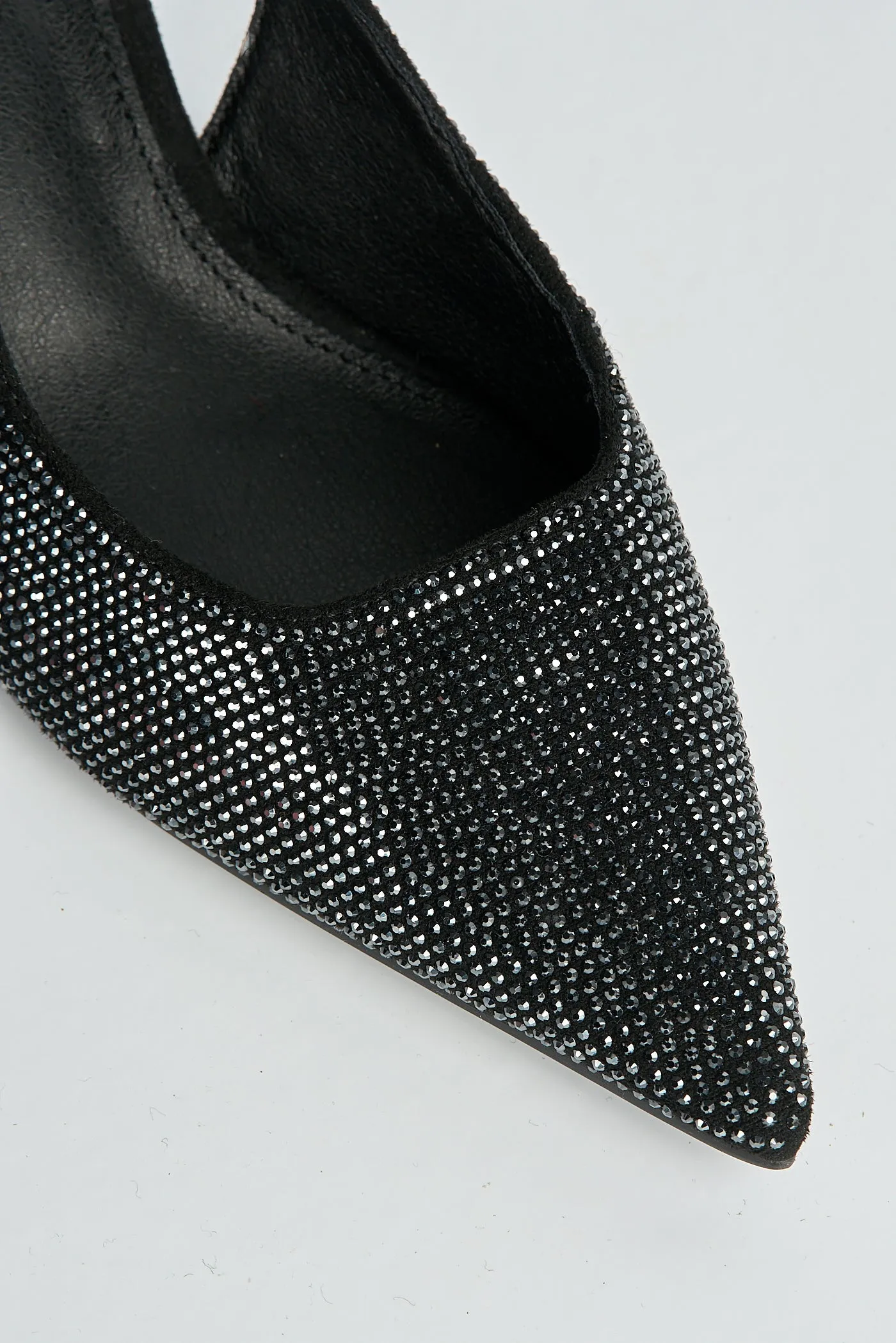 Celeste Diamante Embellished Slingback Low Heel Court Shoes In Black by Miss Diva sold by Goddiva product image thumbnail 4