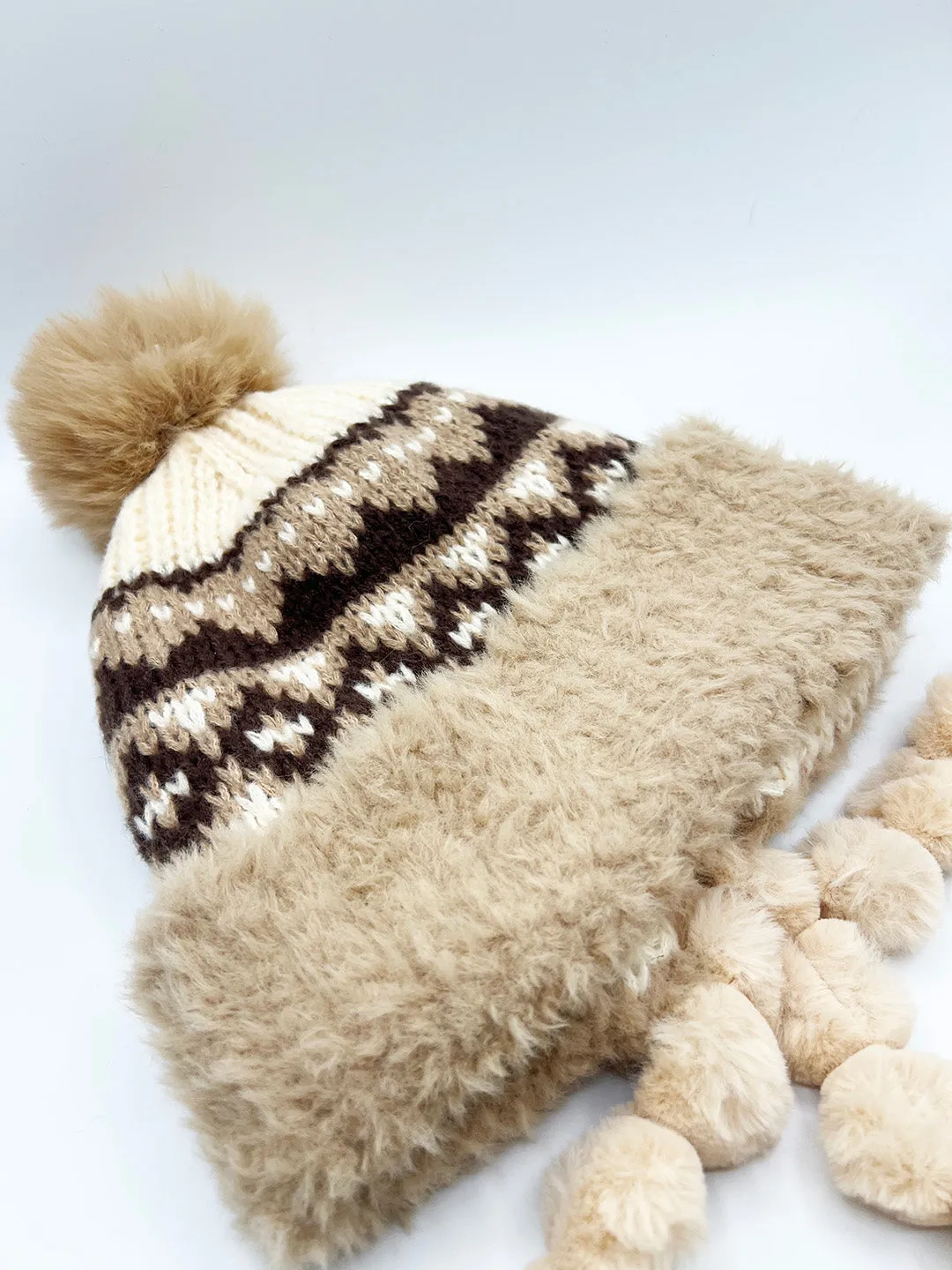 Chunky Beanie In Beige Multi by SVNX sold by Goddiva product image thumbnail 4
