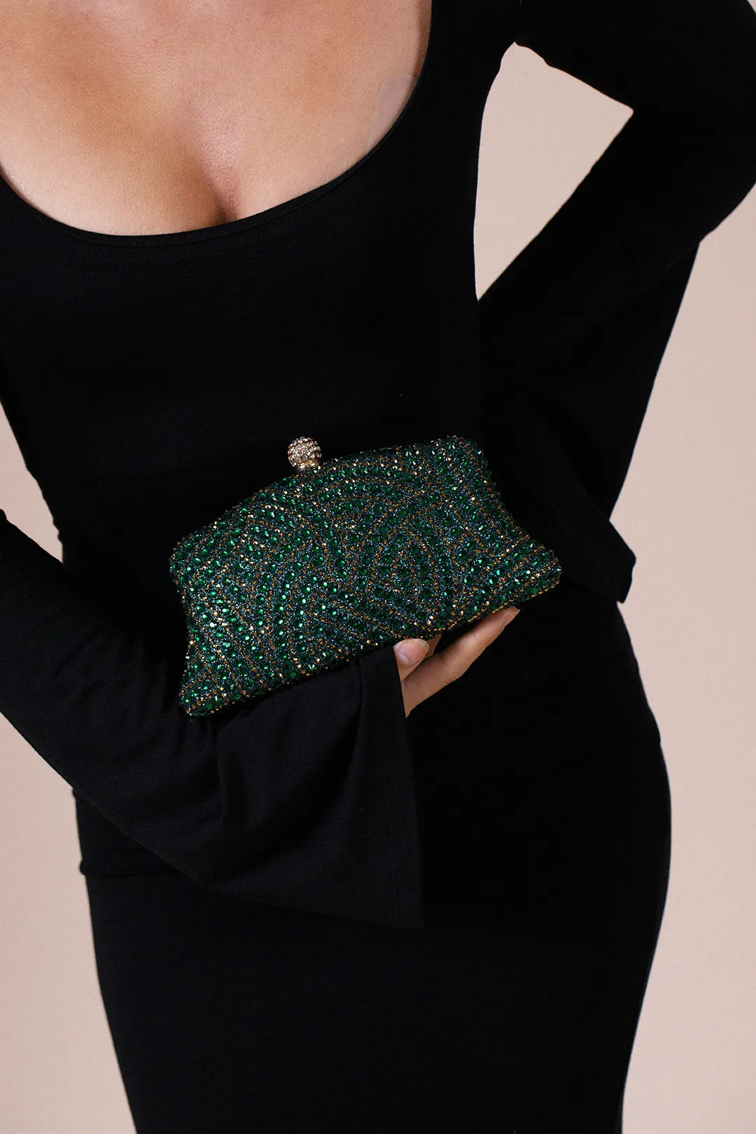 Embellished Clutch Bag In Green by SVNX sold by Goddiva product image thumbnail 2