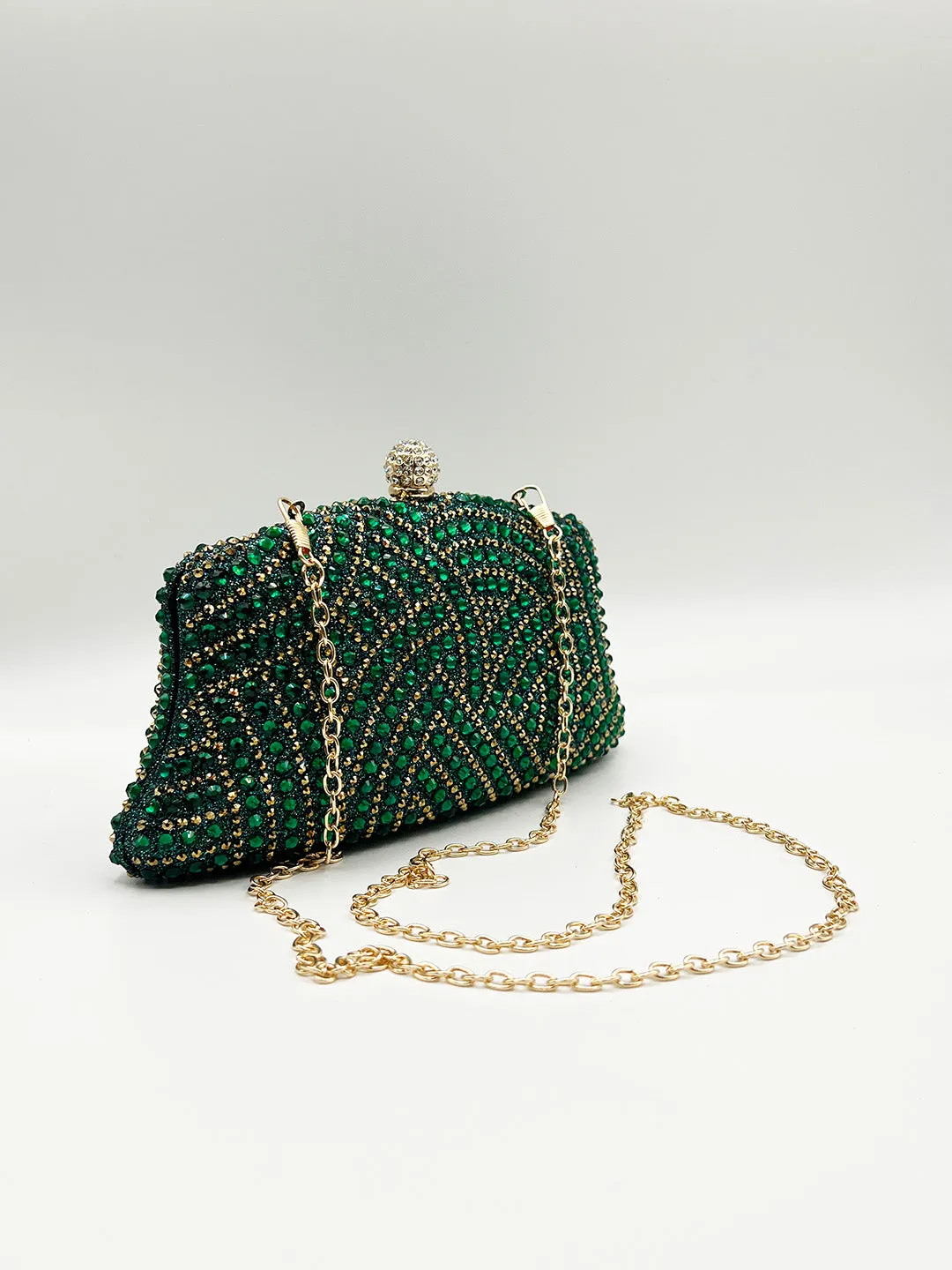 Embellished Clutch Bag In Green by SVNX sold by Goddiva product image thumbnail 4