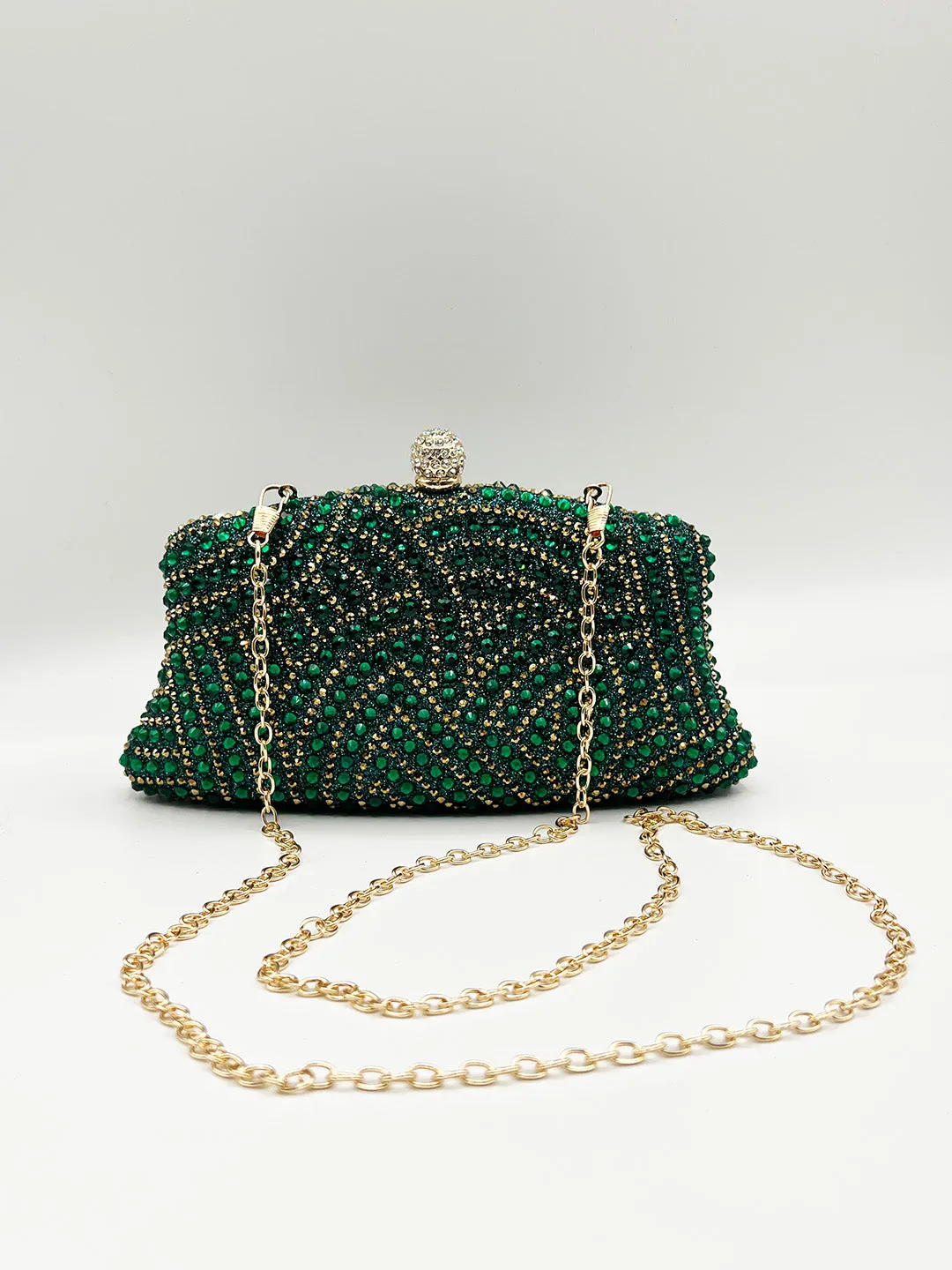 Embellished Clutch Bag In Green by SVNX sold by Goddiva product image thumbnail 5