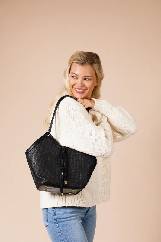 Textured Tote Bag In Black by SVNX sold by Goddiva