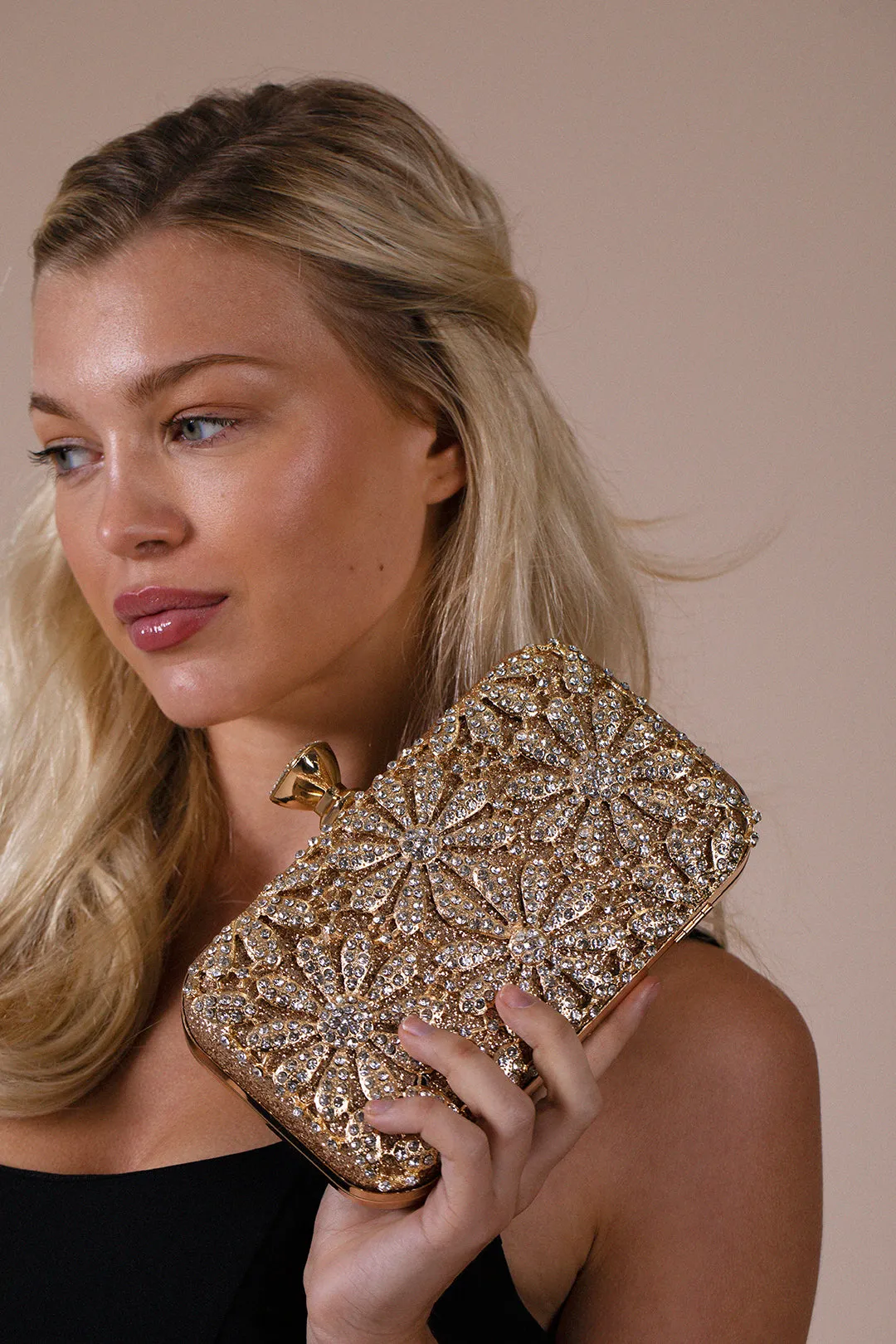 Daisy Embellished Clutch Bag by SVNX sold by Goddiva