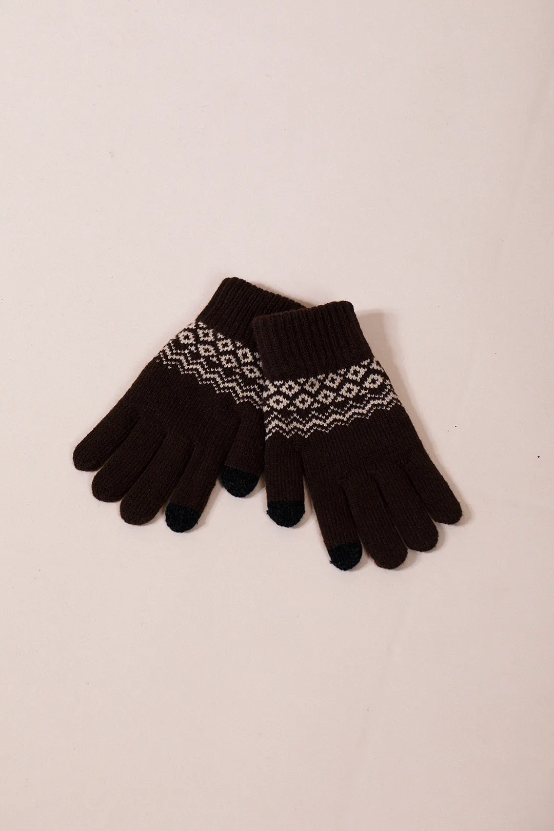 Christmas Print Gloves In Brown by SVNX sold by Goddiva product image thumbnail 4