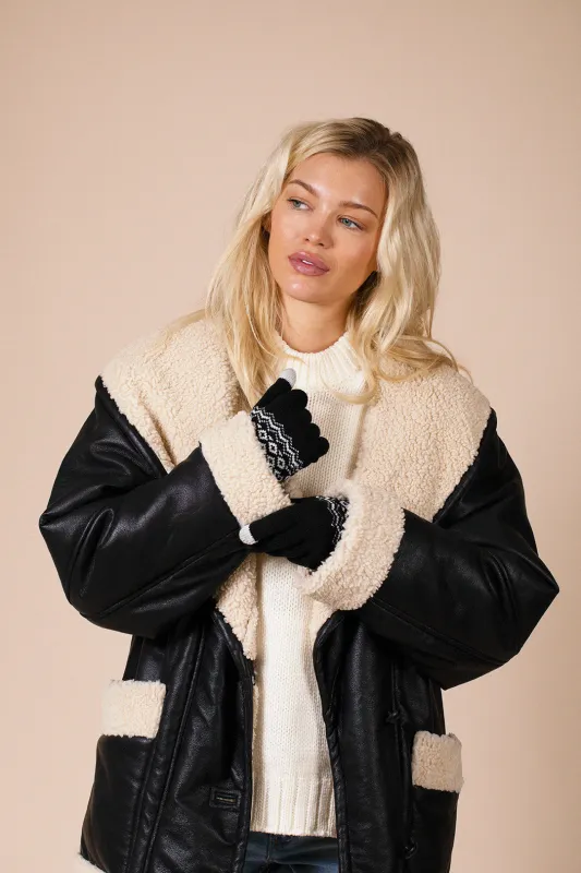 Christmas Print Gloves In Black by SVNX sold by Goddiva