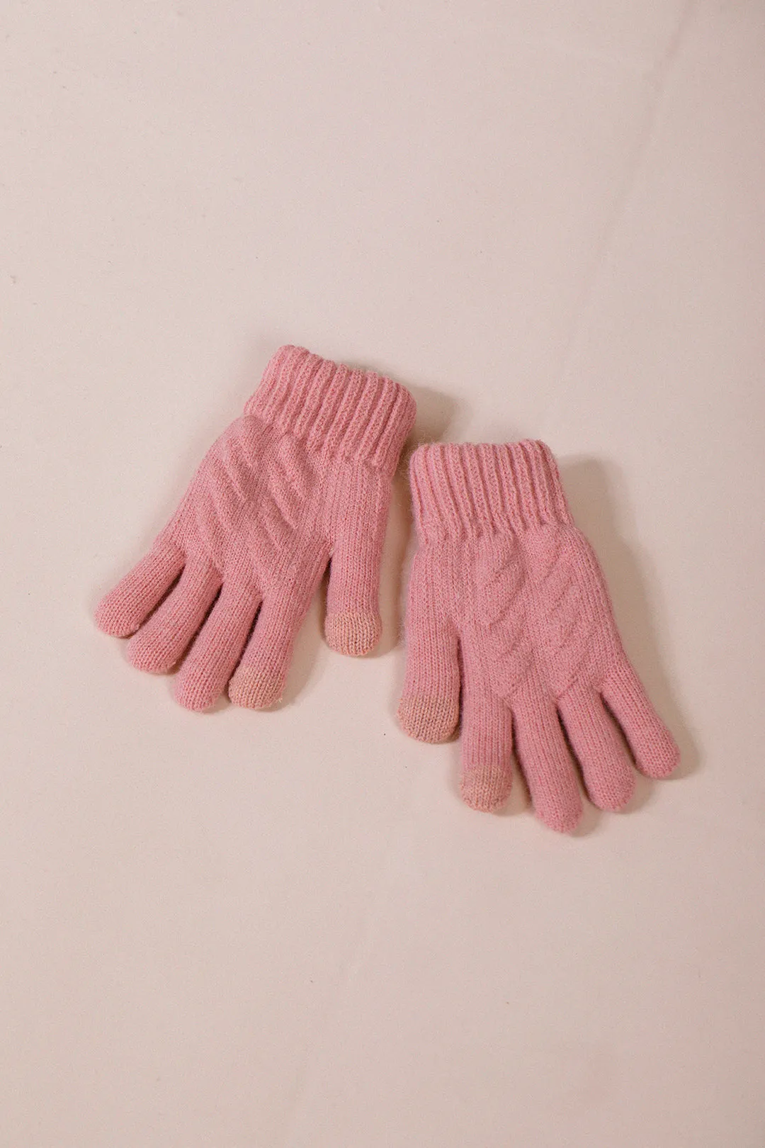 Touch Screen Cable Knit Gloves In Pink by SVNX sold by Goddiva product image thumbnail 4