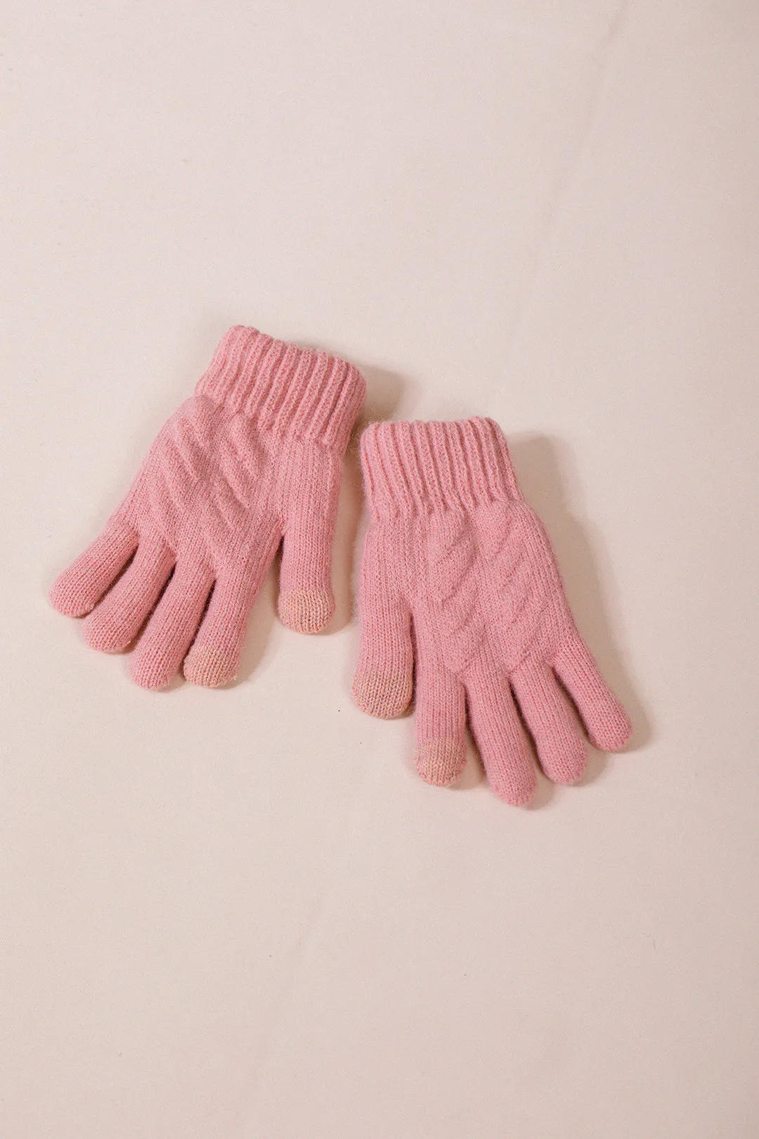 Touch Screen Cable Knit Gloves In Pink by SVNX sold by Goddiva product image thumbnail 3