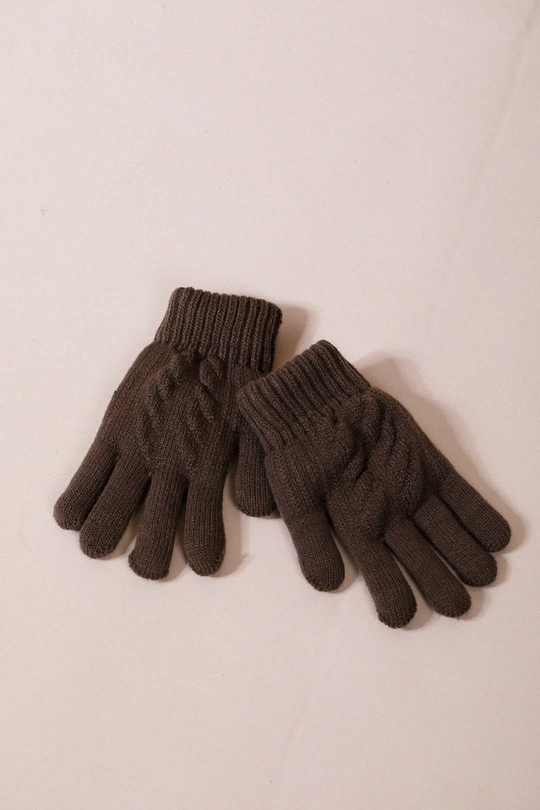Touch Screen Cable Knit Gloves In Brown by SVNX sold by Goddiva product image thumbnail 2