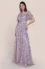 Flared Sleeve Embroidered Maxi Dress - Blush Pink by Goddiva sold by Goddiva