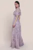 Flared Sleeve Embroidered Maxi Dress - Blush Pink by Goddiva sold by Goddiva