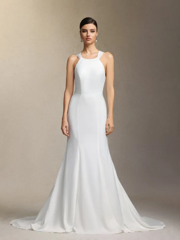 Lilac Deep V-neck Lace Tulle Maxi Wedding Dress by Skye&Iris sold by Goddiva