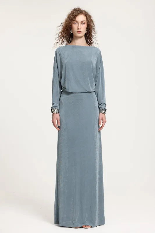Boat Neck Dolman Sleeve Open-Back Maxi Dress by Skye&Iris sold by Goddiva