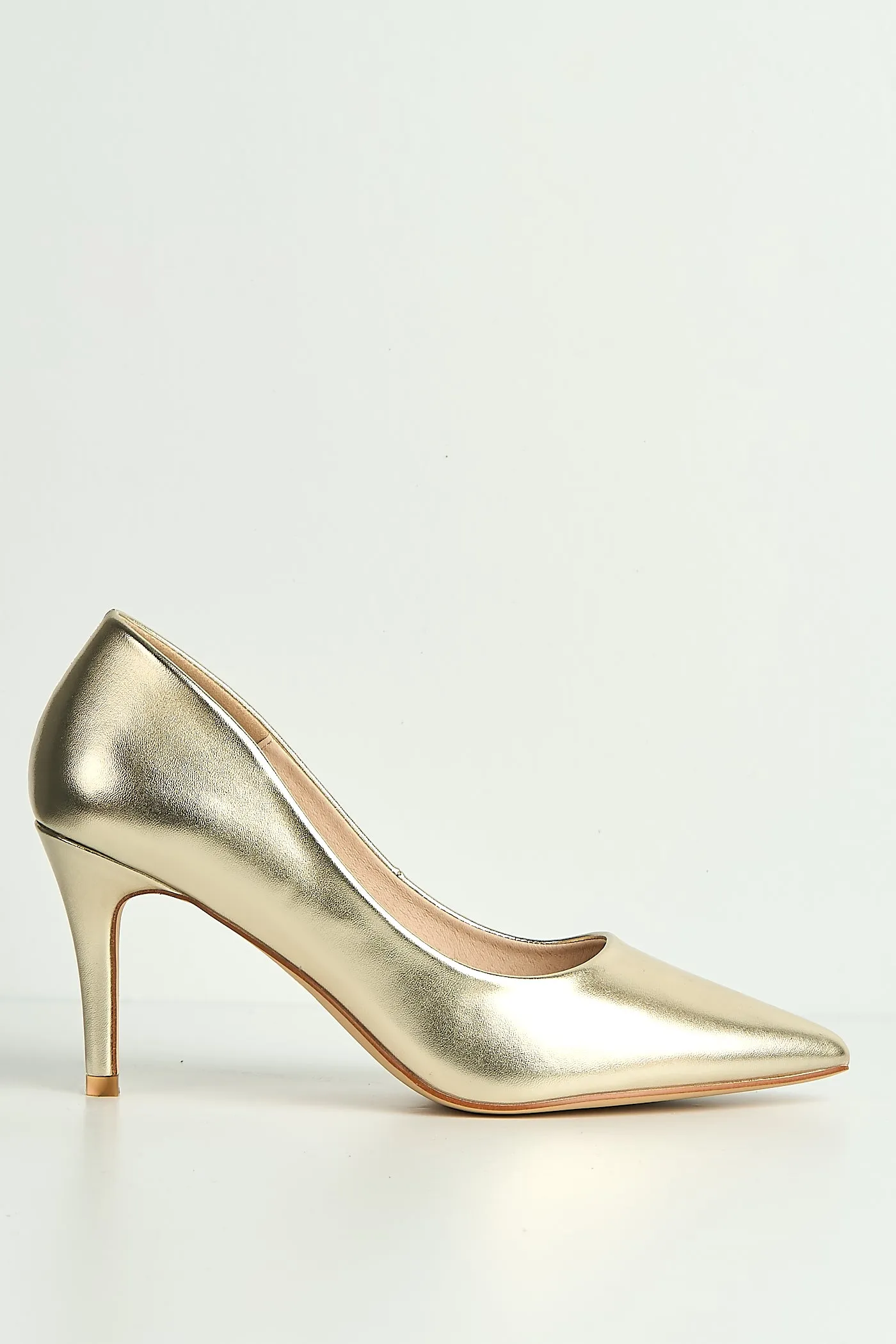Ingrid Pointed Toe Court Heels In Gold by Miss Diva sold by Goddiva product image thumbnail 4