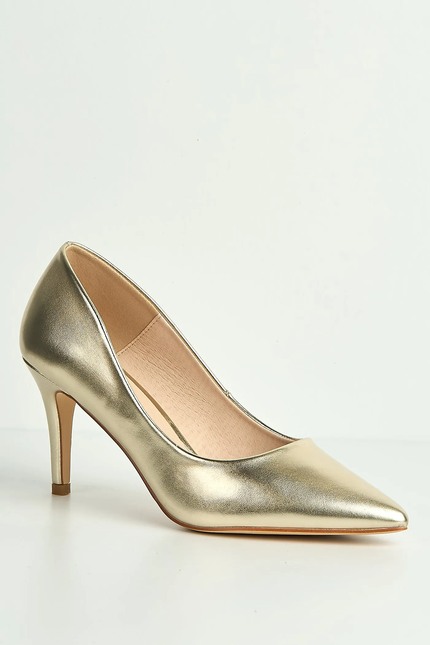 Ingrid Pointed Toe Court Heels In Gold by Miss Diva sold by Goddiva product image thumbnail 5