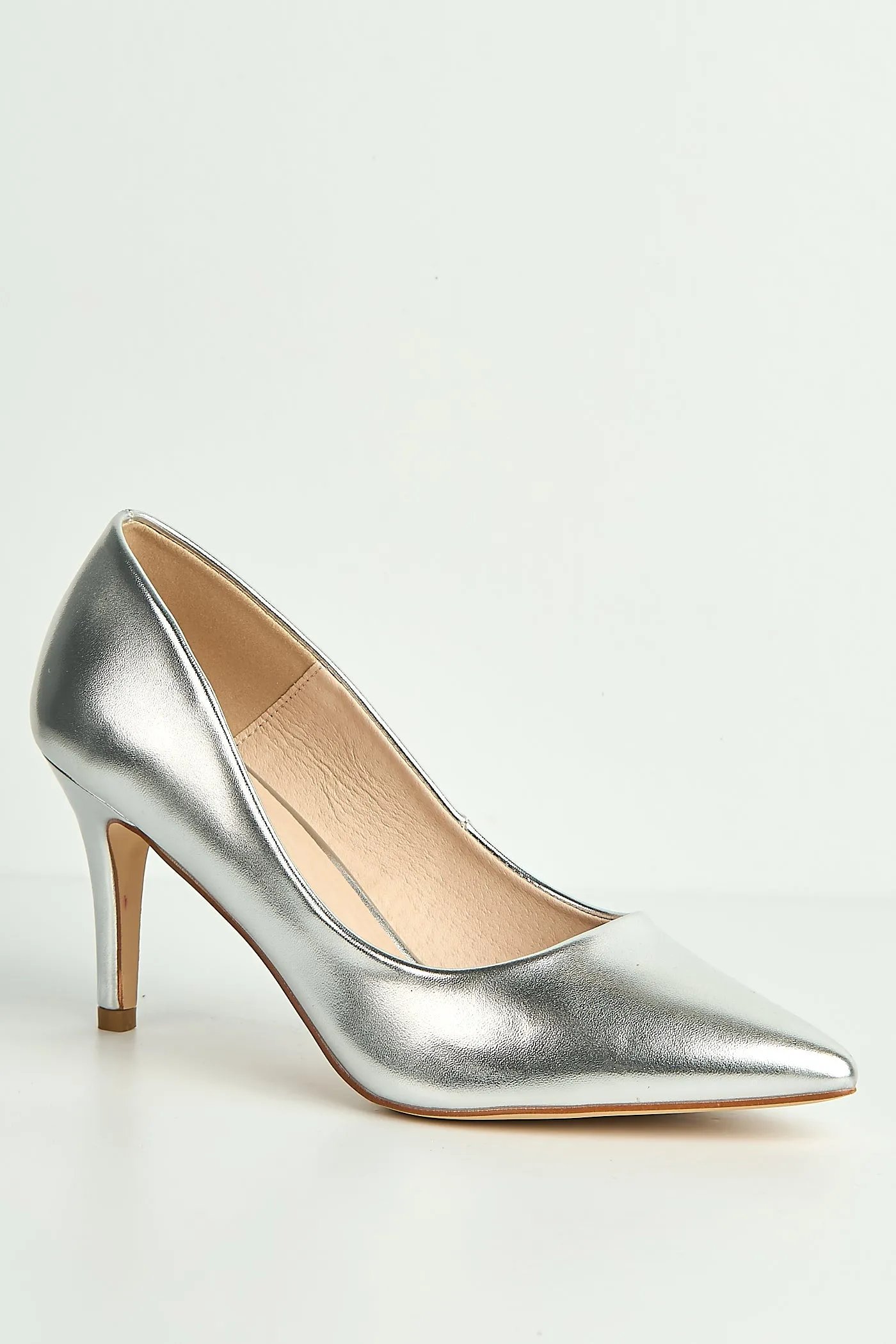 Ingrid Pointed Toe Court Heels In Silver by Miss Diva sold by Goddiva product image thumbnail 5