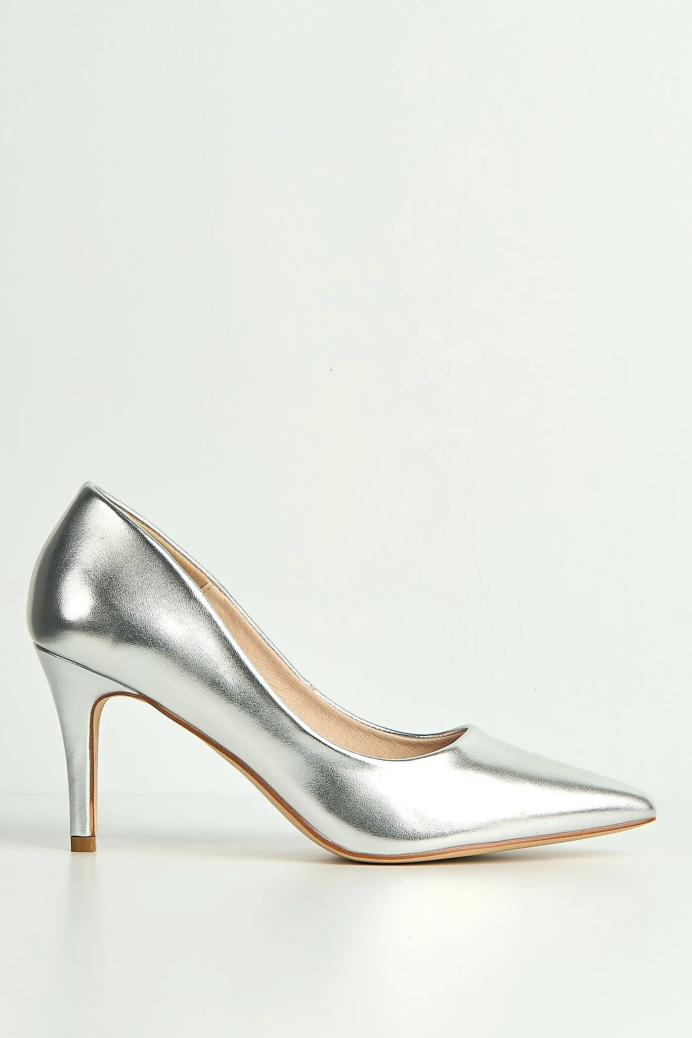 Ingrid Pointed Toe Court Heels In Silver by Miss Diva sold by Goddiva product image thumbnail 4