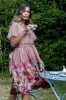 Goddiva Chiffon Floral Border Print Midi Dress - Blush sold by Goddiva