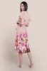 Goddiva Chiffon Floral Border Print Midi Dress - Blush sold by Goddiva