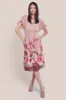 Goddiva Chiffon Floral Border Print Midi Dress - Blush sold by Goddiva