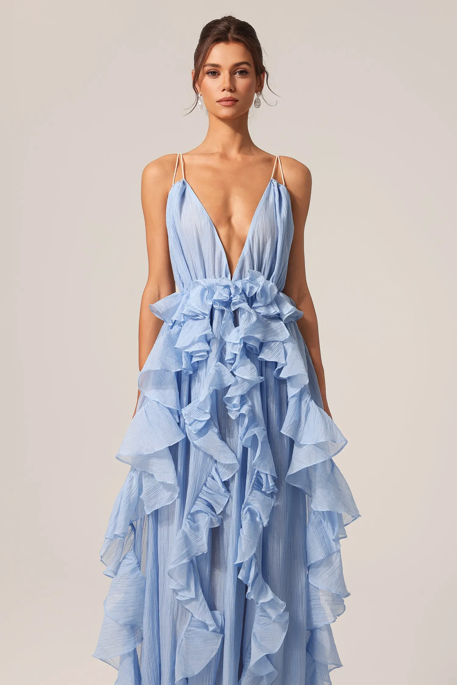 Quincy Sleeveless Backless Folds Maxi Dress by Bella Barnett sold by Goddiva product image thumbnail 2