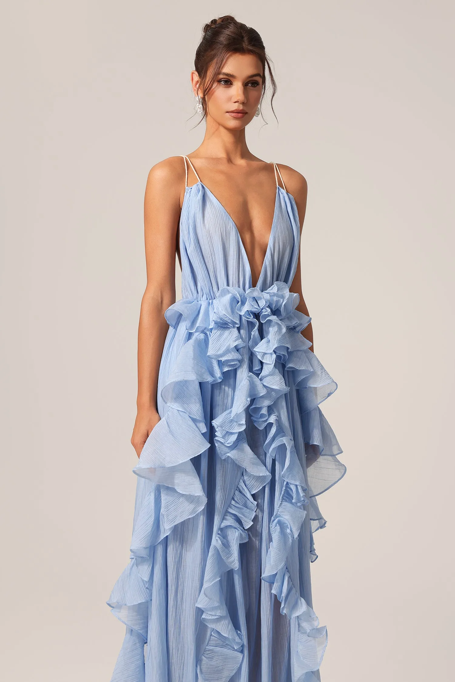 Quincy Sleeveless Backless Folds Maxi Dress by Bella Barnett sold by Goddiva product image thumbnail 3