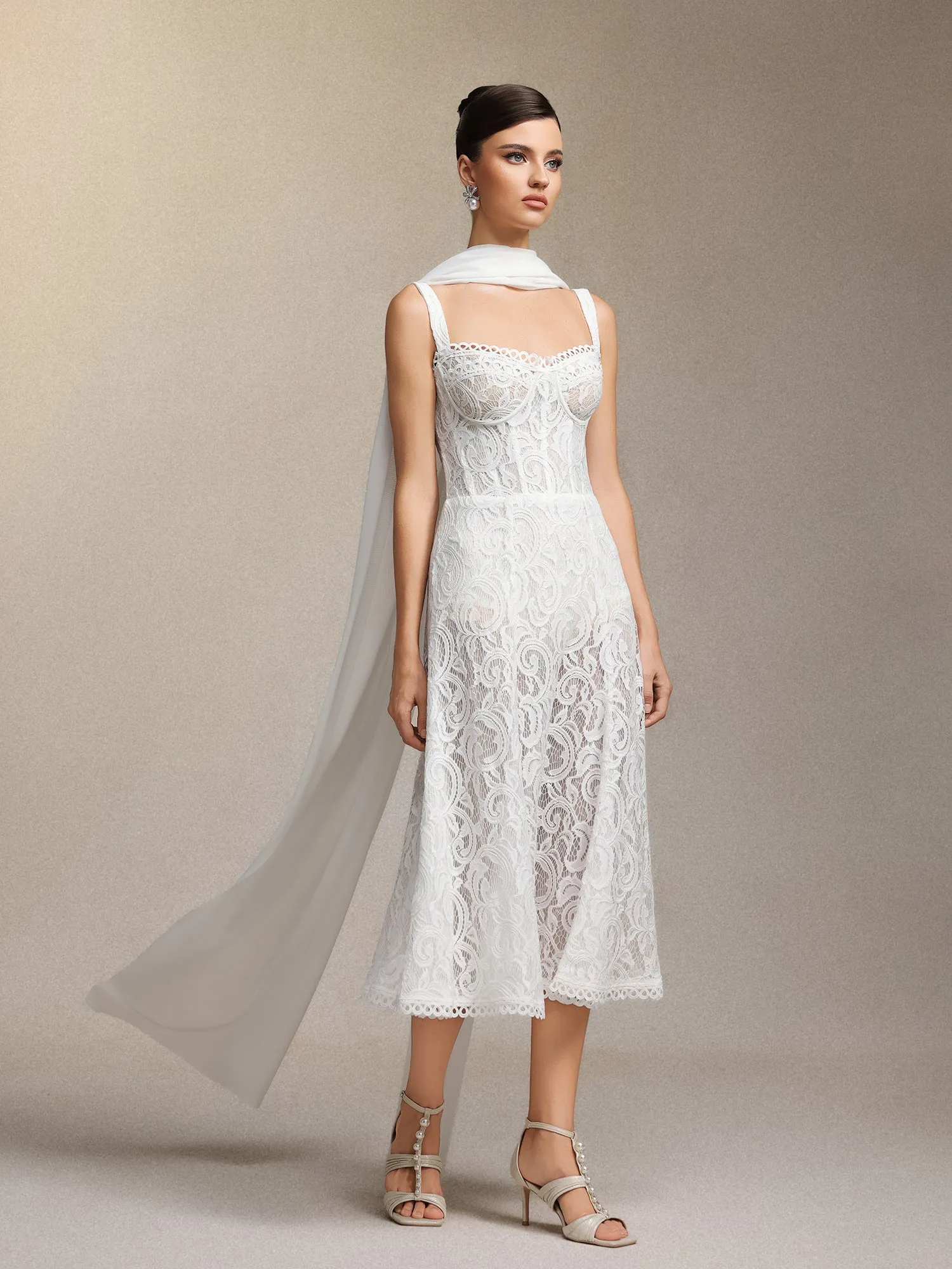 Junya Lace Corset Sleeveless Midi Dress by Bella Barnett sold by Goddiva product image thumbnail 3