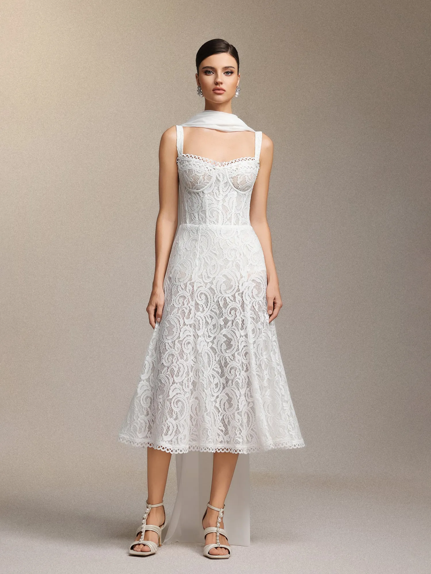 Junya Lace Corset Sleeveless Midi Dress by Bella Barnett sold by Goddiva product image thumbnail 4