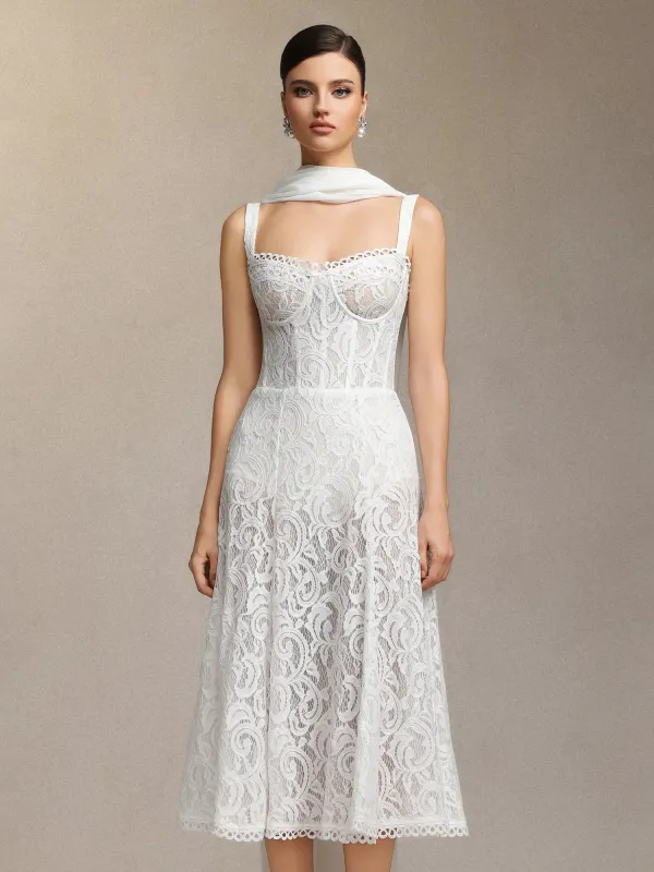 Junya Lace Corset Sleeveless Midi Dress by Bella Barnett sold by Goddiva