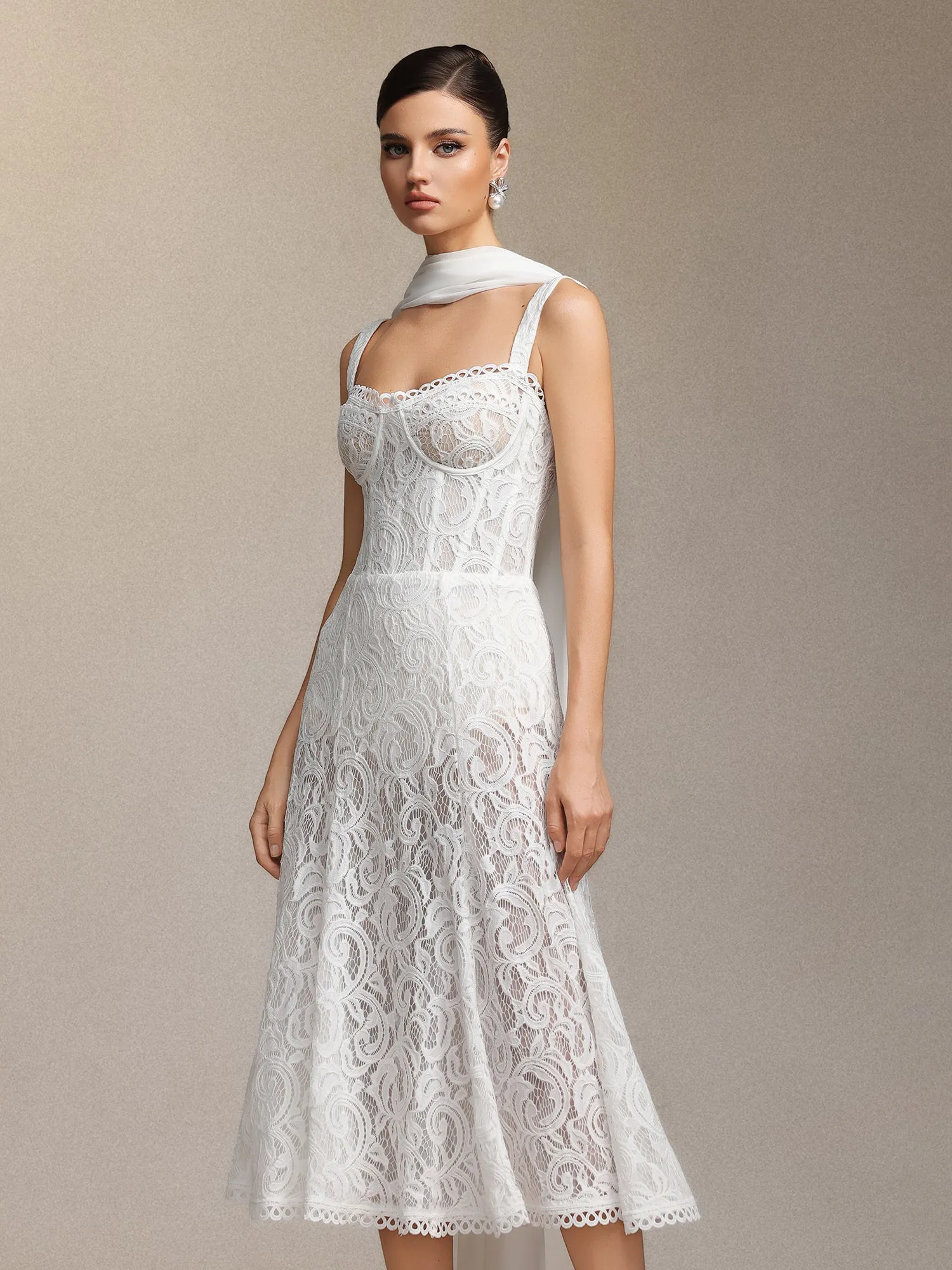 Junya Lace Corset Sleeveless Midi Dress by Bella Barnett sold by Goddiva product image thumbnail 2