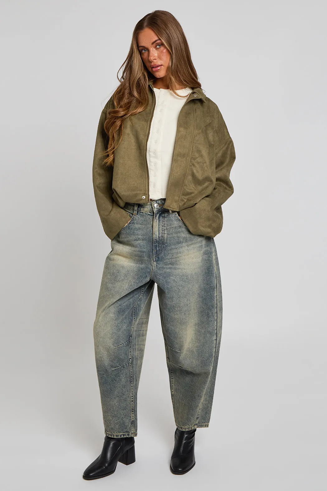 Khaki Collared Bubble Hem Jacket by Urban Bliss sold by Goddiva product image thumbnail 3