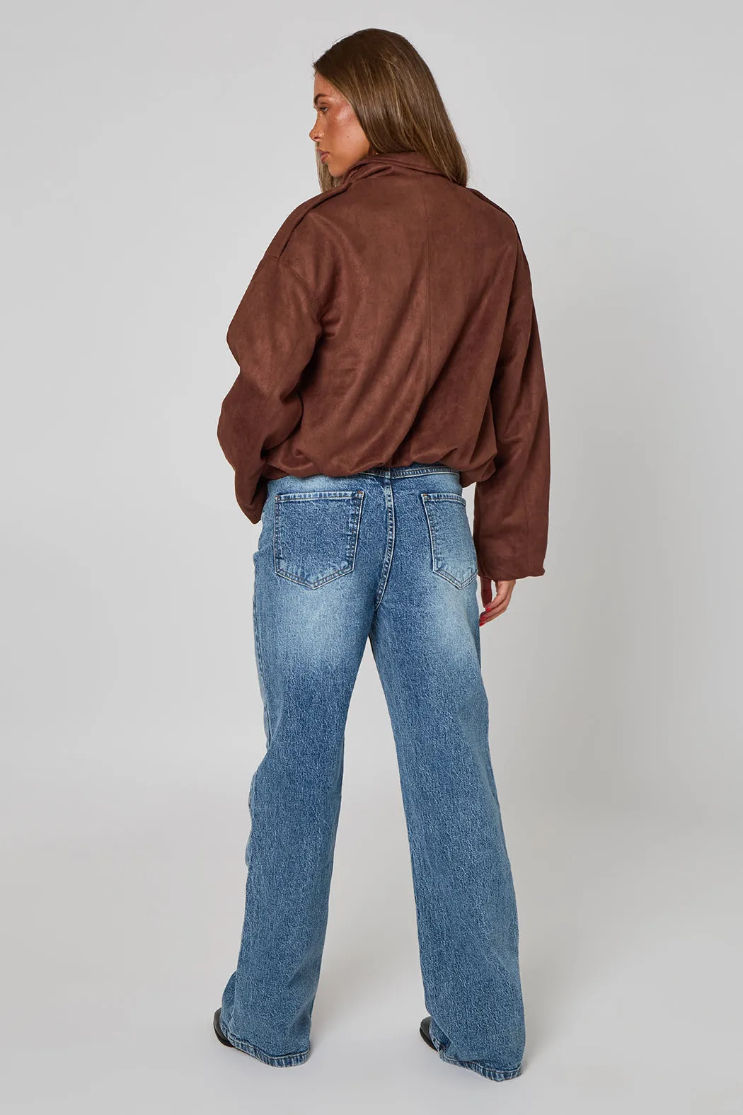Chocolate Collared Bubble Hem Jacket by Urban Bliss sold by Goddiva product image thumbnail 4
