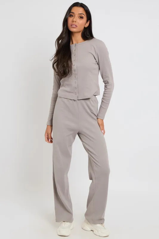 Grey Long Sleeved Button Front Top by Urban Bliss made by Goddiva