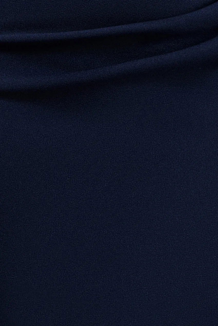 One Shoulder Chiffon Cape Crepe Maxi Dress - Navy Blue by Goddiva sold by Goddiva product image thumbnail 5