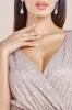 Goddiva Lurex Flutter Sleeve Wrap Top - Champagne sold by Goddiva