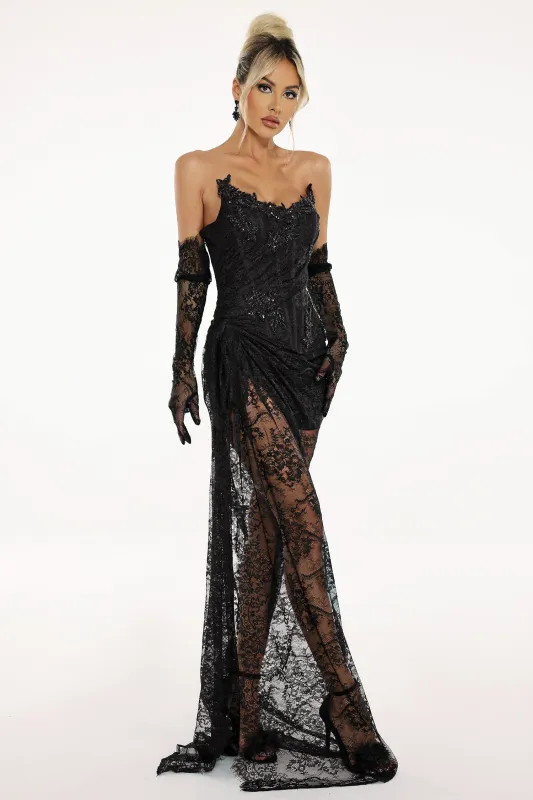 Thandiwe Lace Strapless Maxi Dress by Bella Barnett made by Bella Barnett