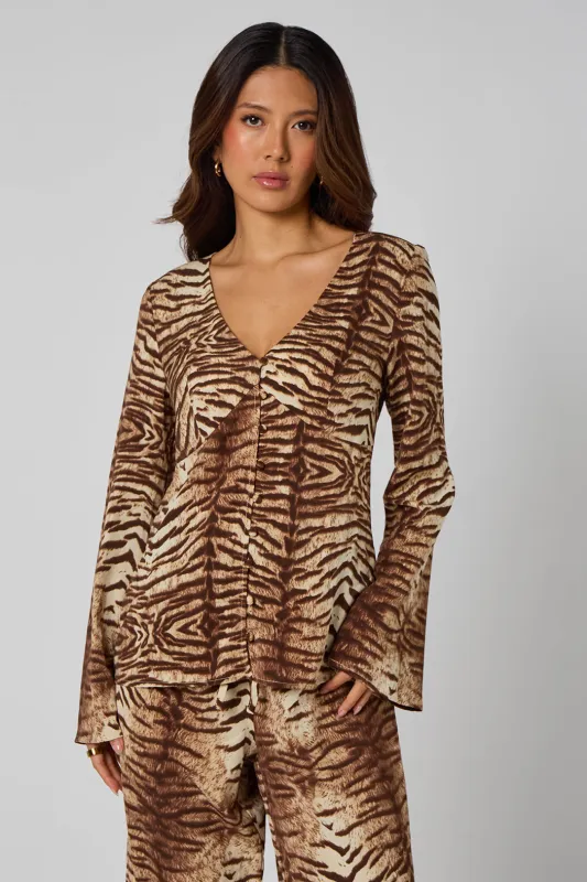 Zebra Button Front Top by Urban Bliss made by Goddiva