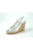 Glitz Shoes Satin Peep Toe Diamante Wedge Sandal - Silver sold by Goddiva