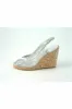 Glitz Shoes Satin Peep Toe Diamante Wedge Sandal - Silver sold by Goddiva